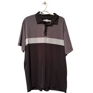 Under Armour 2 X Black and Gray Striped Men's Polo Shirt Short Sleeve